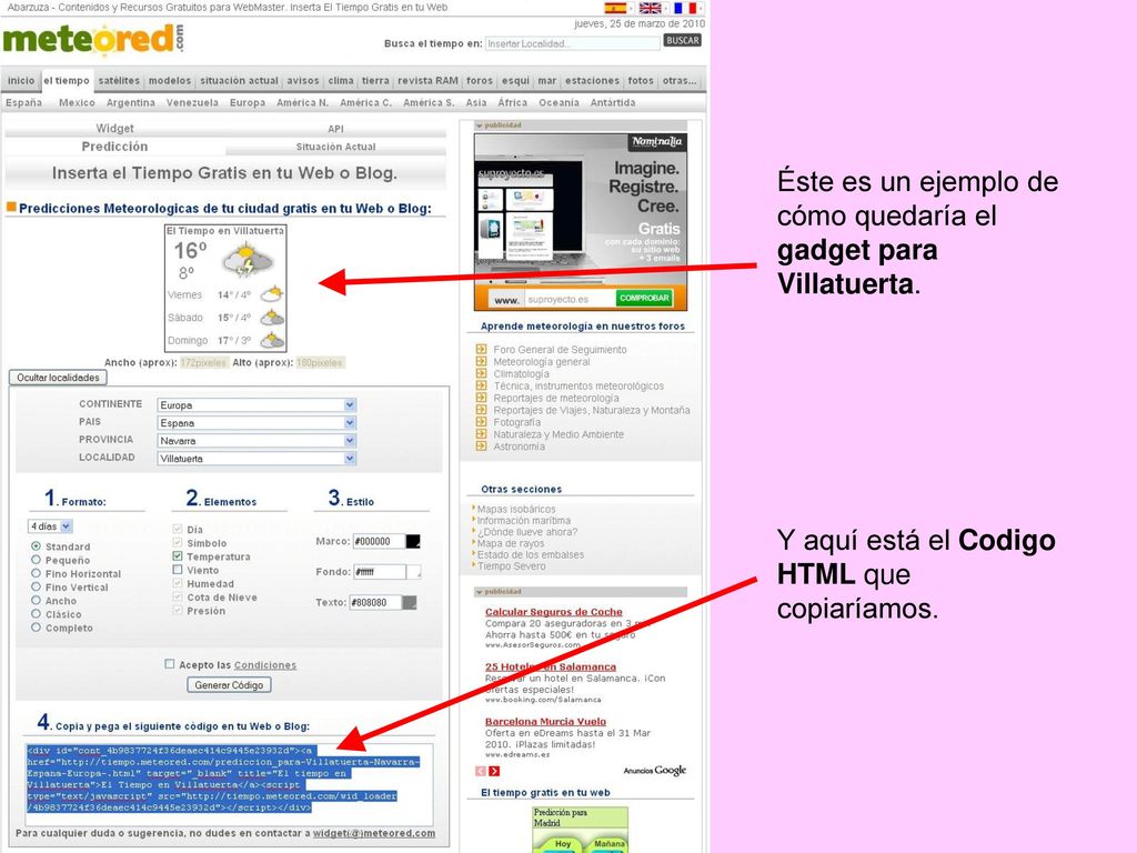 Éste es un ejemplo de cómo quedaría el gadget para Villatuerta.