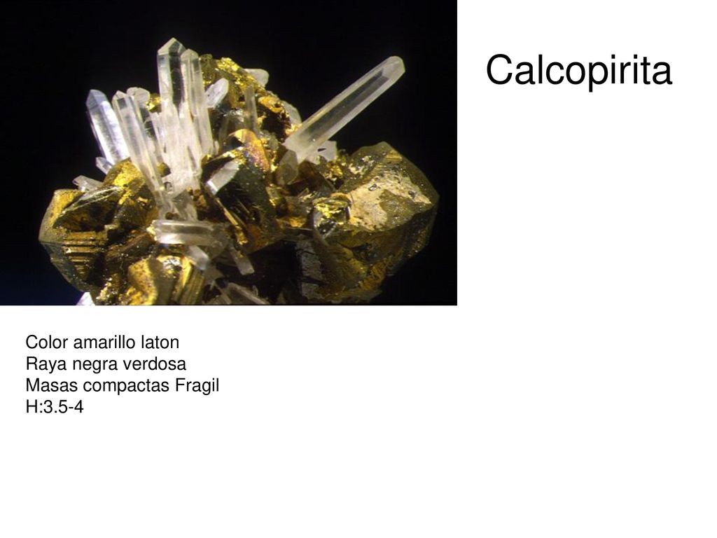 Calcopirita Color amarillo laton Raya negra verdosa