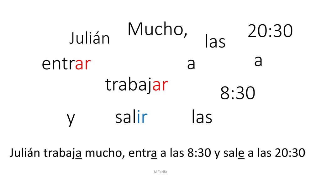 Julián trabaja mucho, entra a las 8:30 y sale a las 20:30