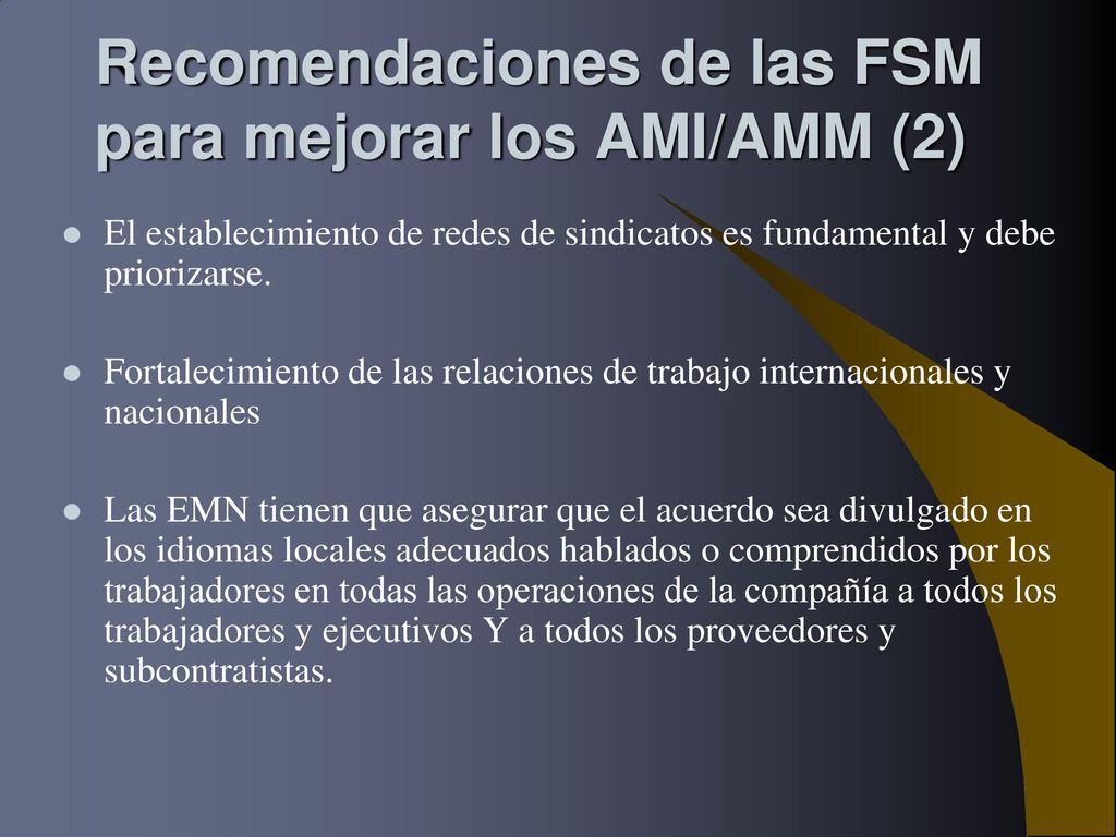 Recomendaciones de las FSM para mejorar los AMI/AMM (2)