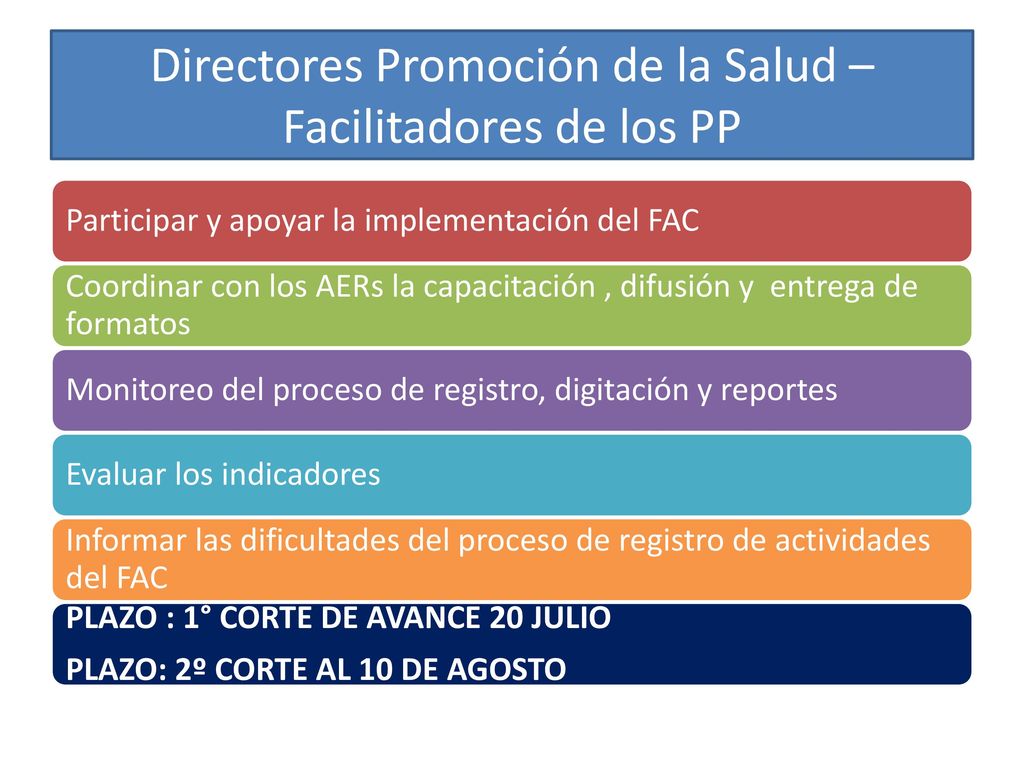 Directores Promoción de la Salud – Facilitadores de los PP