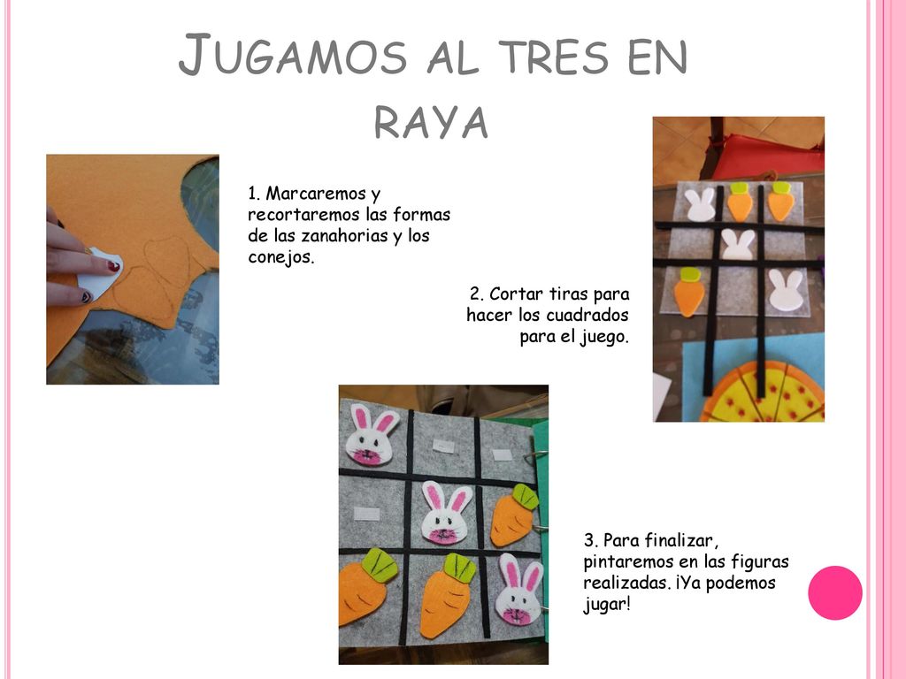 Jugamos al tres en raya 1. Marcaremos y recortaremos las formas de las zanahorias y los conejos.