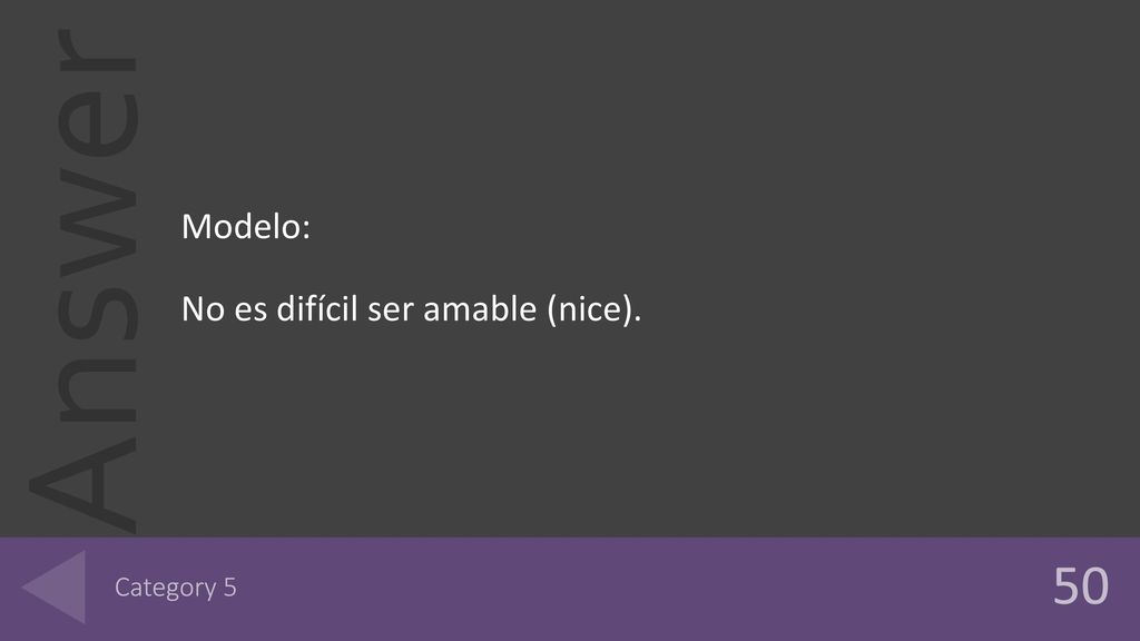 Modelo: No es difícil ser amable (nice). Category 5 50