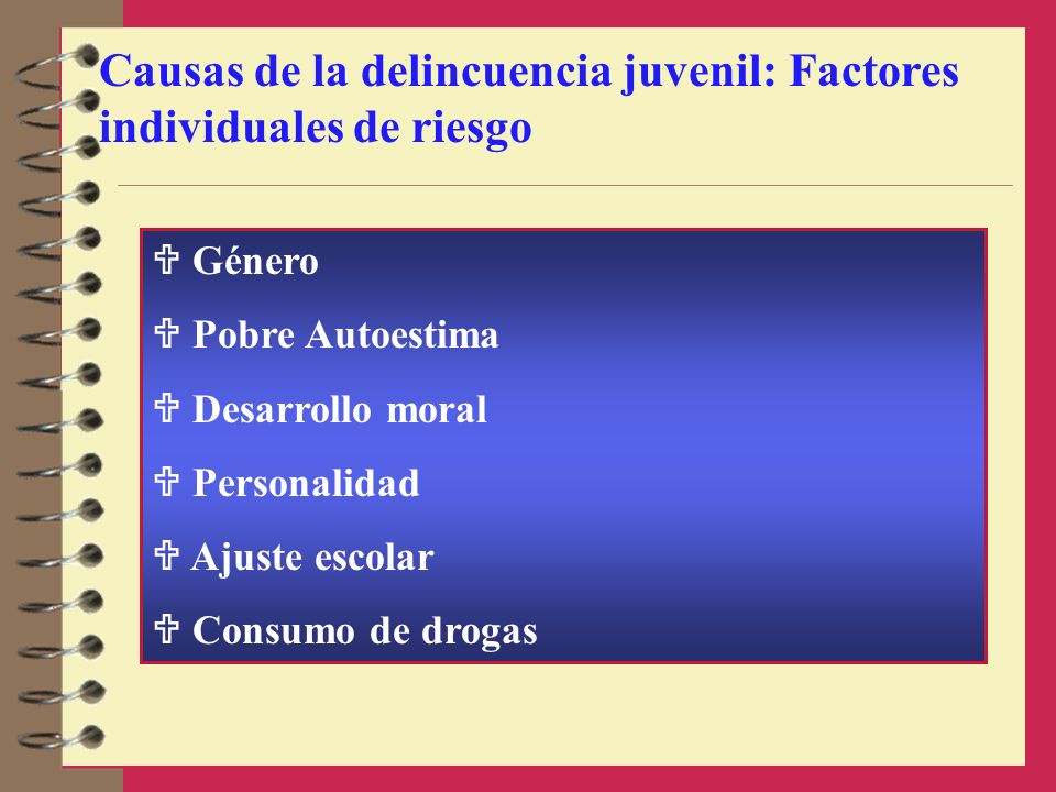 Causas de la delincuencia juvenil: Factores individuales de riesgo