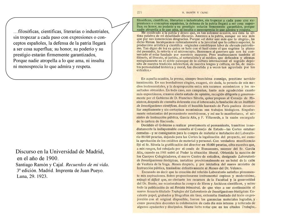 Discurso en la Universidad de Madrid, en el año de 1900.