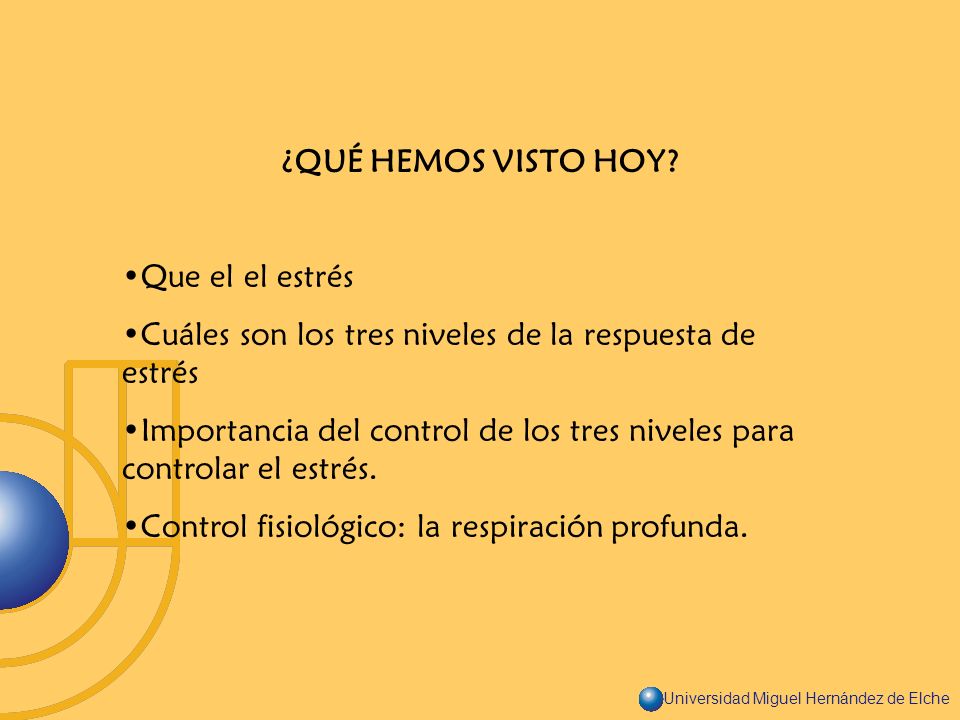¿QUÉ HEMOS VISTO HOY Que el el estrés. Cuáles son los tres niveles de la respuesta de estrés.