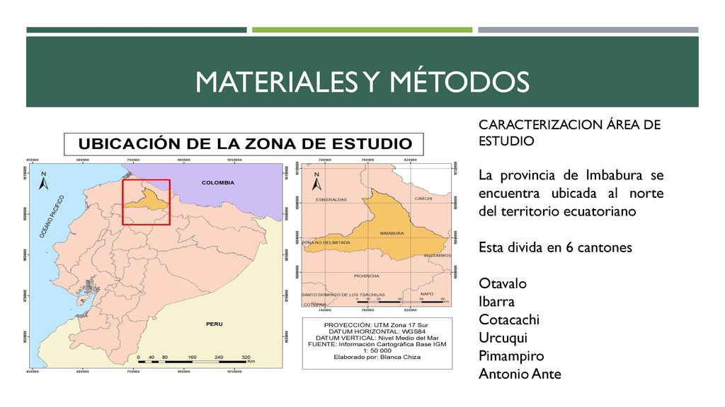 MATERIALES Y Métodos CARACTERIZACION ÁREA DE ESTUDIO. La provincia de Imbabura se encuentra ubicada al norte del territorio ecuatoriano.
