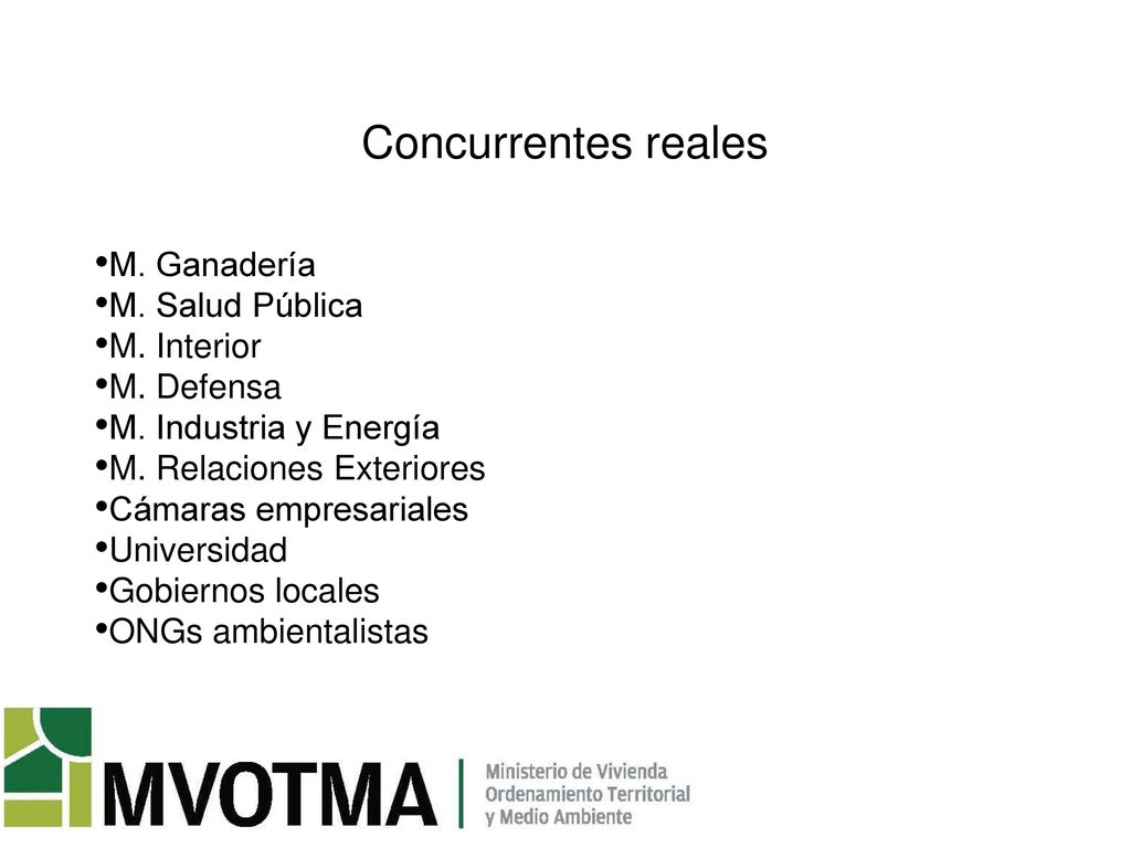 Concurrentes reales M. Ganadería M. Salud Pública M. Interior