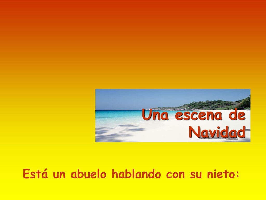 Una escena de Navidad Está un abuelo hablando con su nieto:
