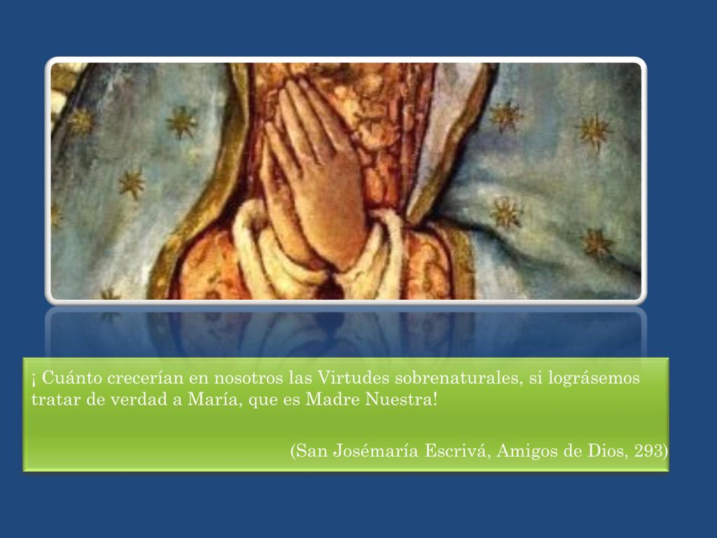 ¡ Cuánto crecerían en nosotros las Virtudes sobrenaturales, si lográsemos tratar de verdad a María, que es Madre Nuestra!