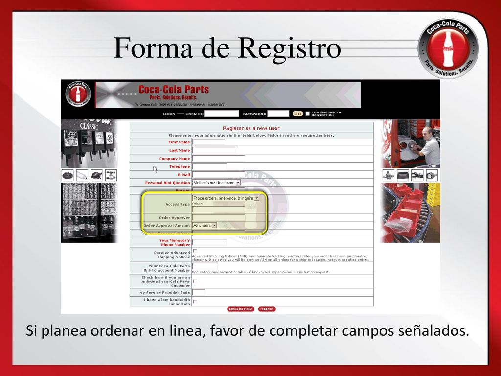 Forma de Registro Si planea ordenar en linea, favor de completar campos señalados.