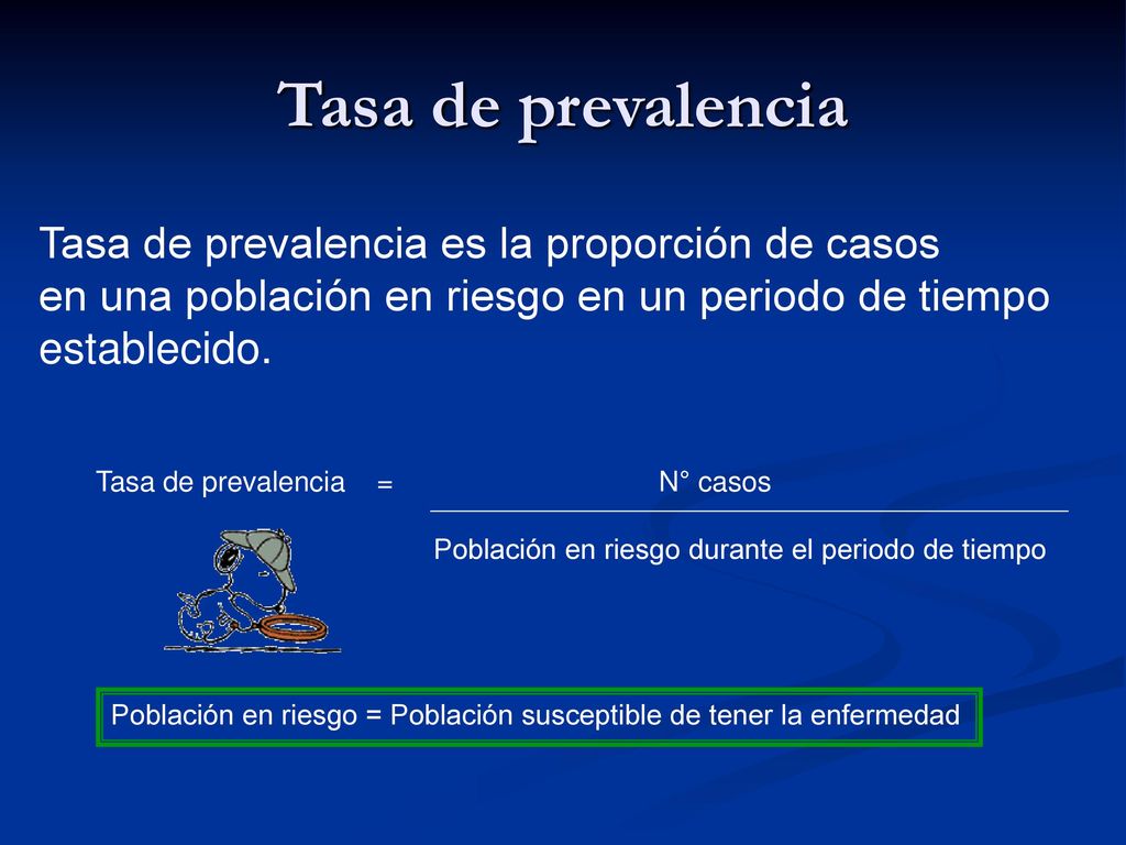 Tasa de prevalencia Tasa de prevalencia es la proporción de casos