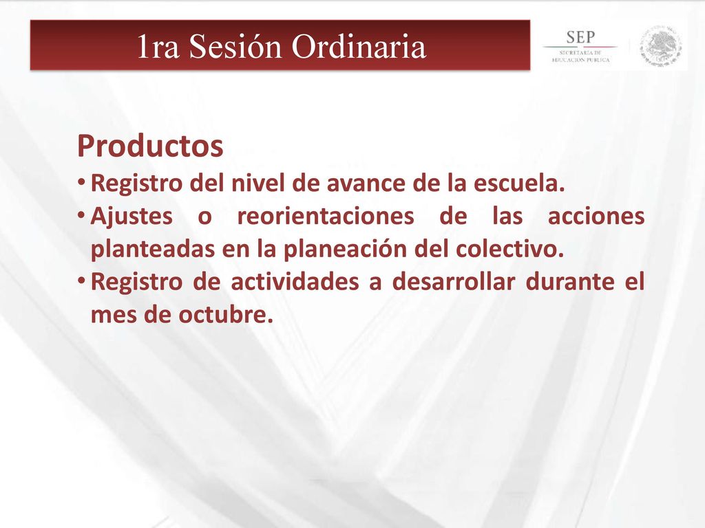 1ra Sesión Ordinaria Productos