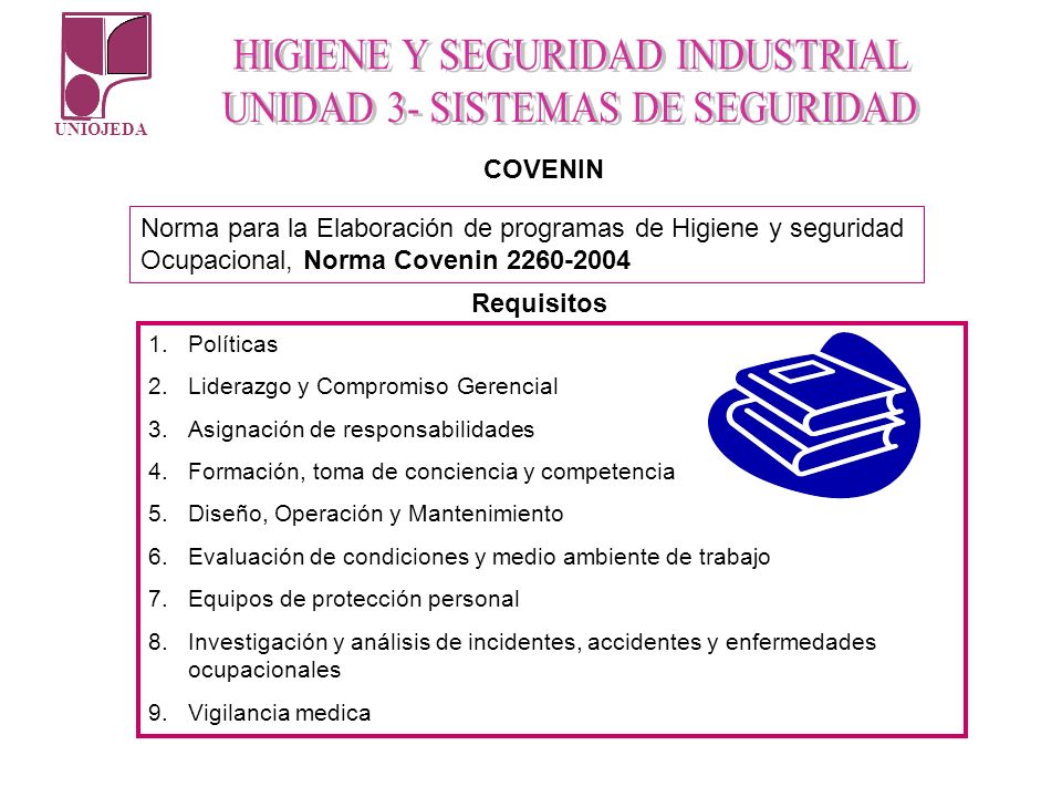 COVENIN Norma para la Elaboración de programas de Higiene y seguridad Ocupacional, Norma Covenin