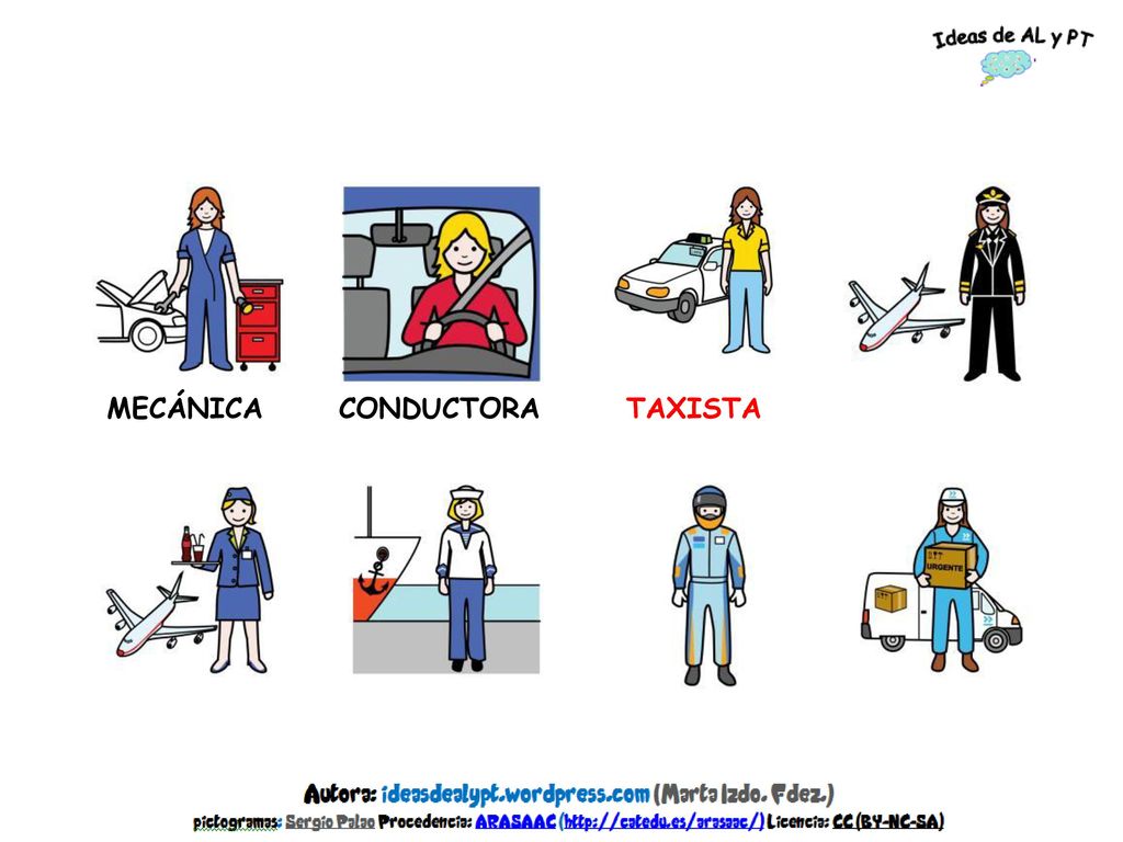 MECÁNICA CONDUCTORA TAXISTA PILOTO DE AVIÓN AZAFATA MARINERA PILOTO DE CARRERAS REPARTIDORA