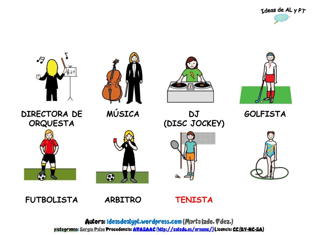 DIRECTORA DE ORQUESTA MÚSICA DJ (DISC JOCKEY) GOLFISTA FUTBOLISTA ARBITRO TENISTA GIMNASTA
