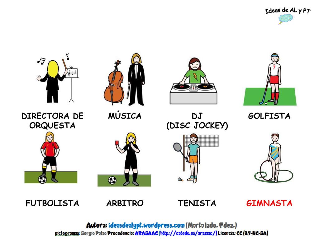 DIRECTORA DE ORQUESTA MÚSICA DJ (DISC JOCKEY) GOLFISTA FUTBOLISTA ARBITRO TENISTA GIMNASTA