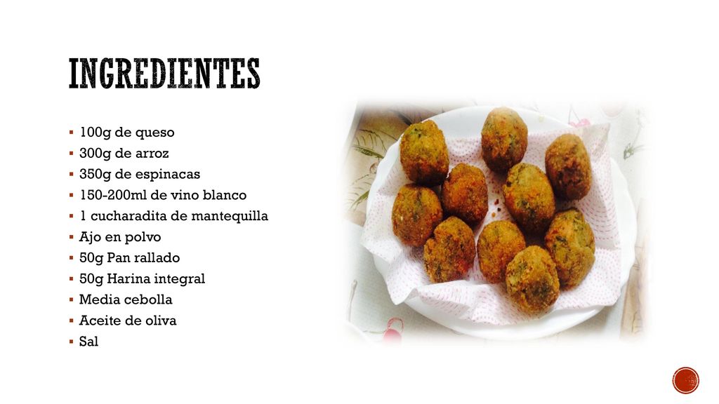 INGREDIENTES 100g de queso 300g de arroz 350g de espinacas