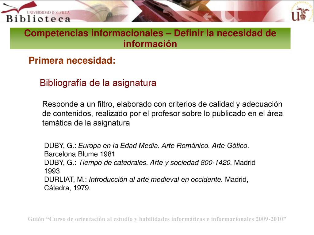 Competencias informacionales – Definir la necesidad de información