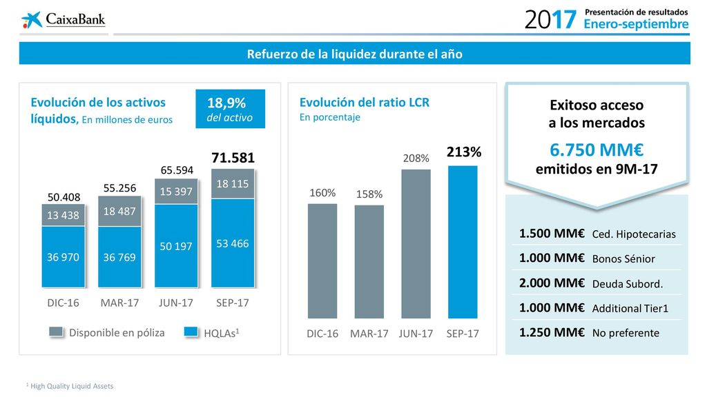 Refuerzo de la liquidez durante el año Exitoso acceso a los mercados