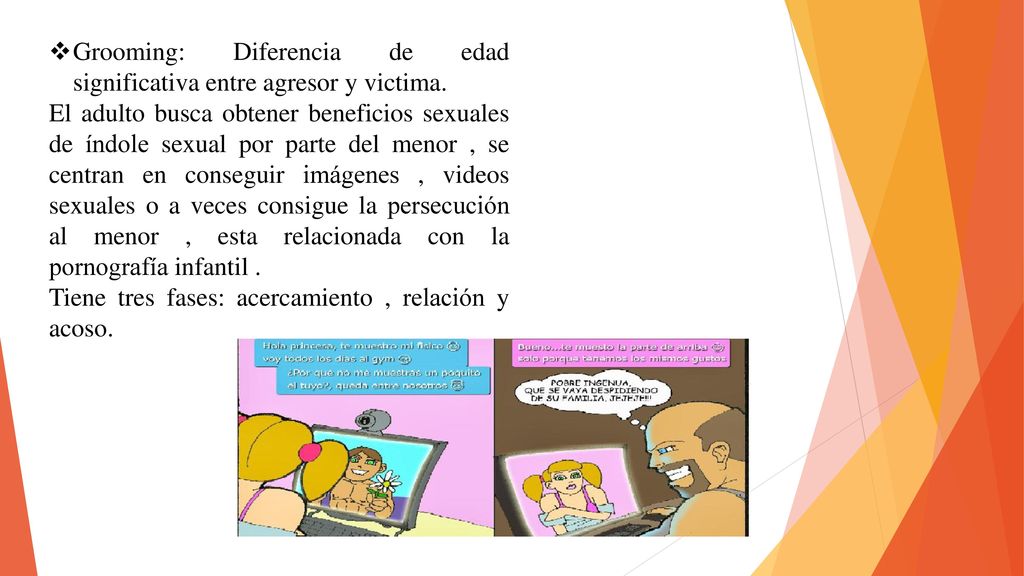Grooming: Diferencia de edad significativa entre agresor y victima.