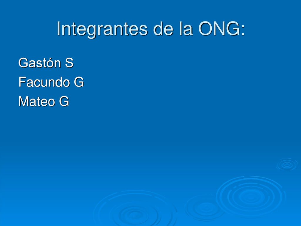 Integrantes de la ONG: Gastón S Facundo G Mateo G
