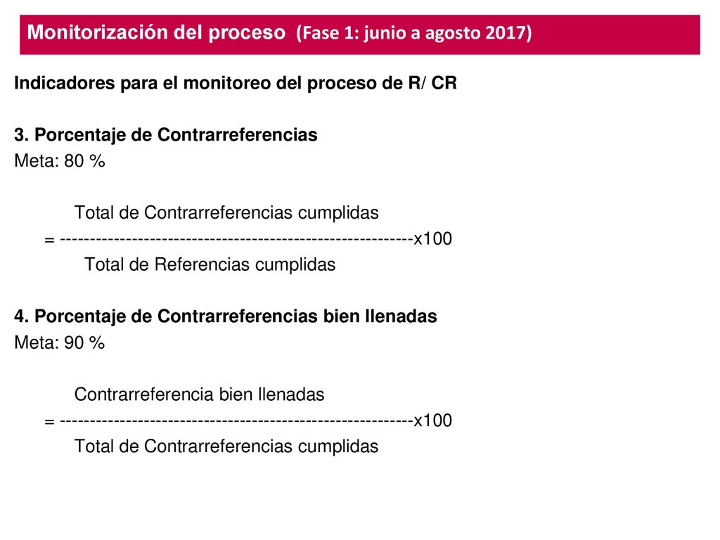 Monitorización del proceso (Fase 1: junio a agosto 2017)