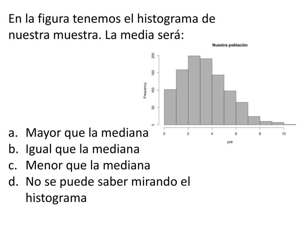 En la figura tenemos el histograma de nuestra muestra. La media será: