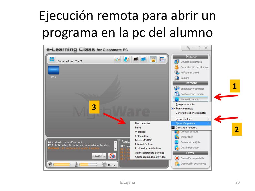 Ejecución remota para abrir un programa en la pc del alumno