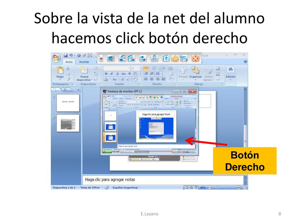 Sobre la vista de la net del alumno hacemos click botón derecho