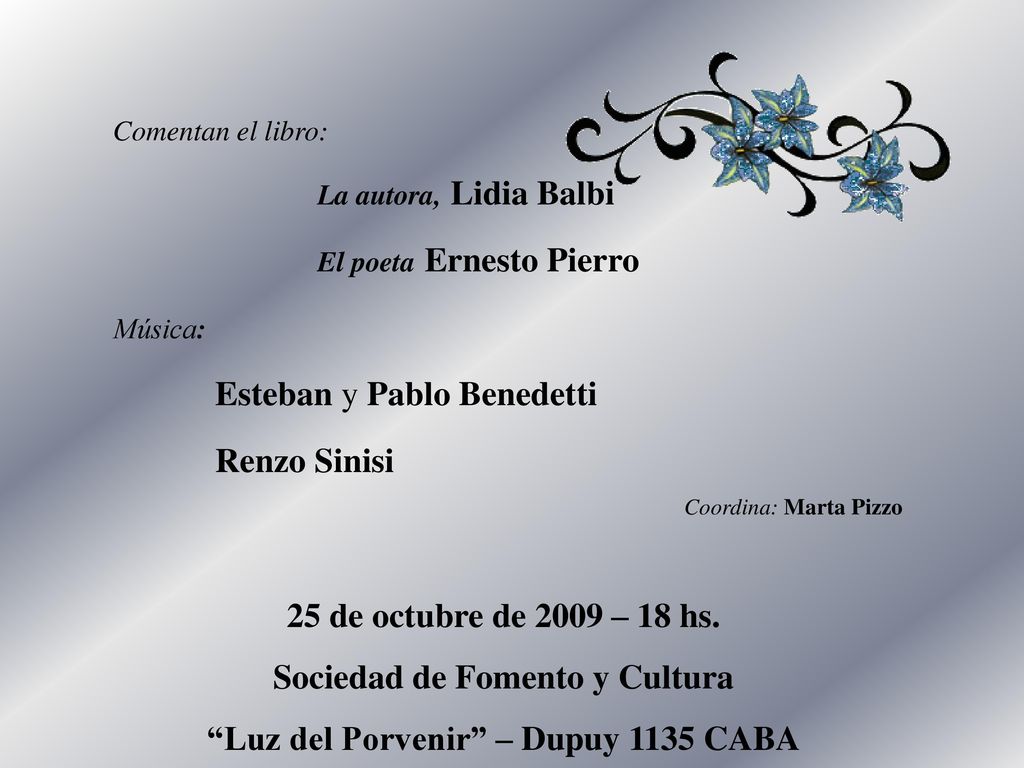 Sociedad de Fomento y Cultura Luz del Porvenir – Dupuy 1135 CABA