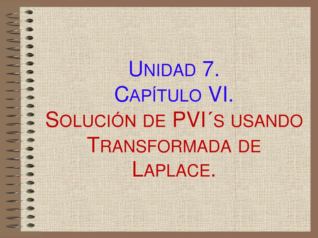 Unidad 7. Capítulo VI. Solución de PVI´s usando Transformada de Laplace.