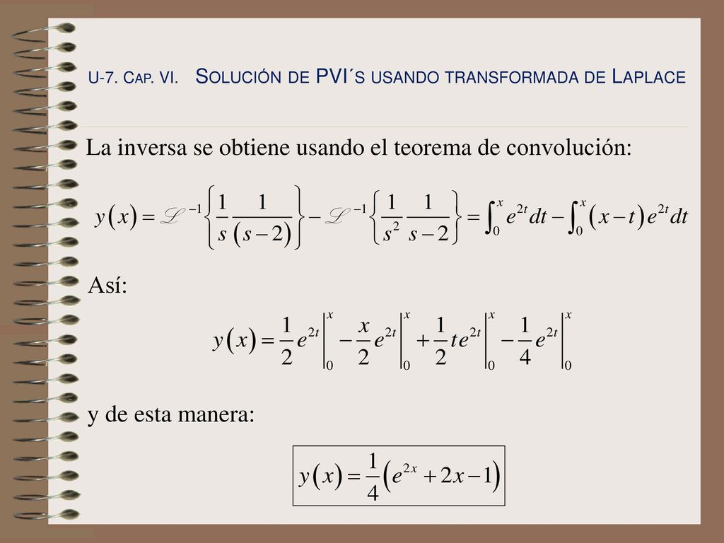 La inversa se obtiene usando el teorema de convolución: