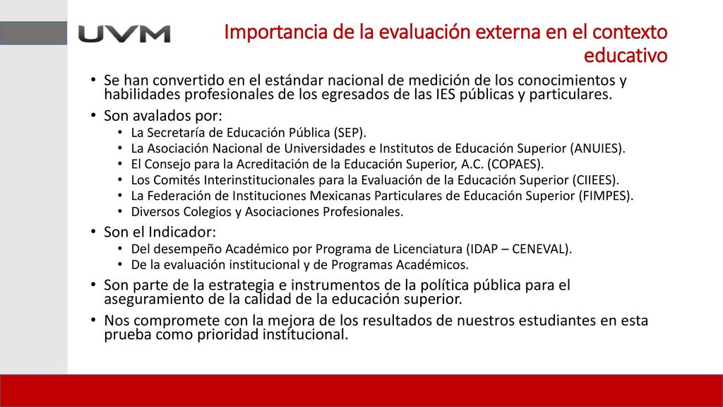 Importancia de la evaluación externa en el contexto educativo