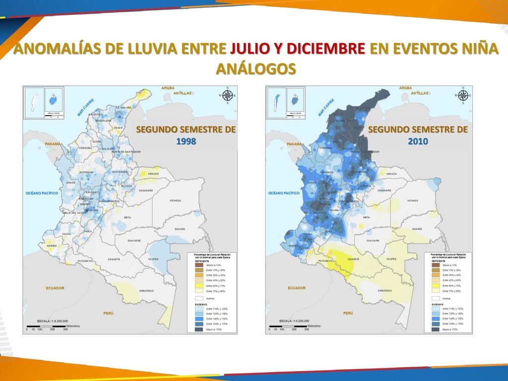 ANOMALÍAS DE LLUVIA ENTRE JULIO Y DICIEMBRE EN EVENTOS NIÑA ANÁLOGOS