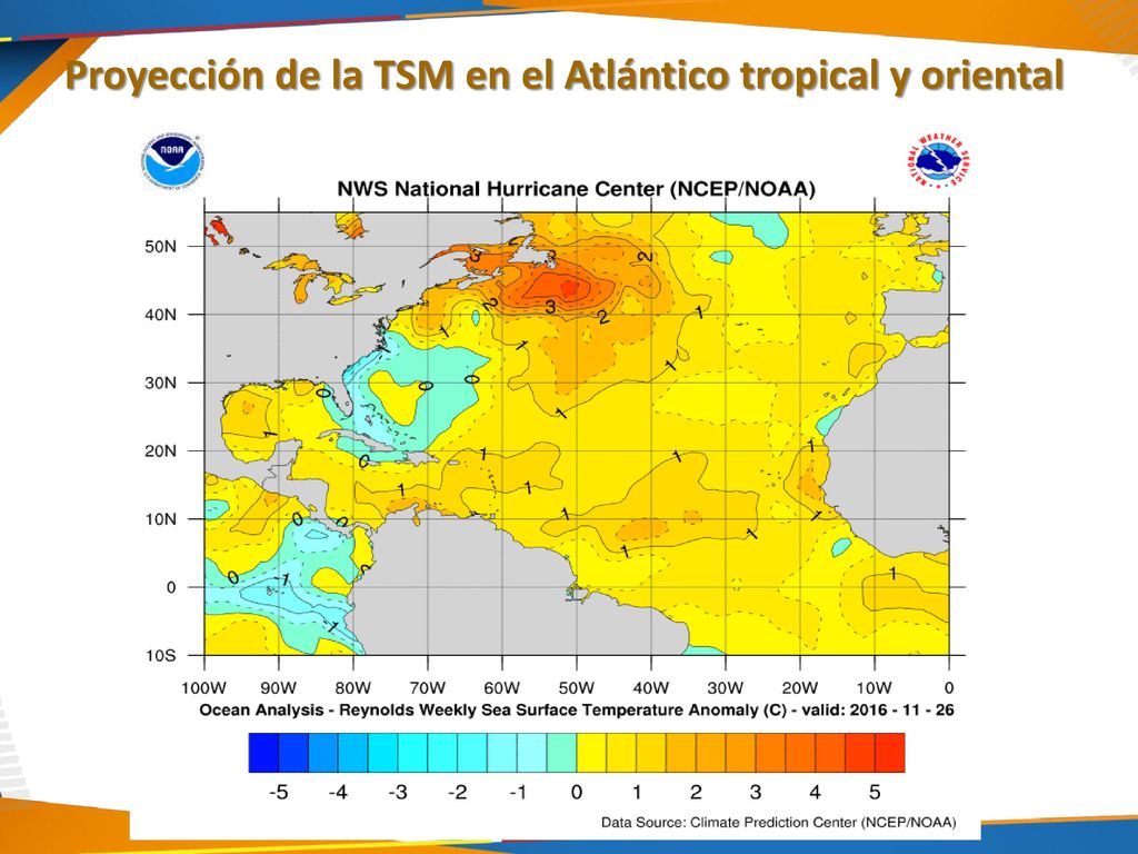 Proyección de la TSM en el Atlántico tropical y oriental