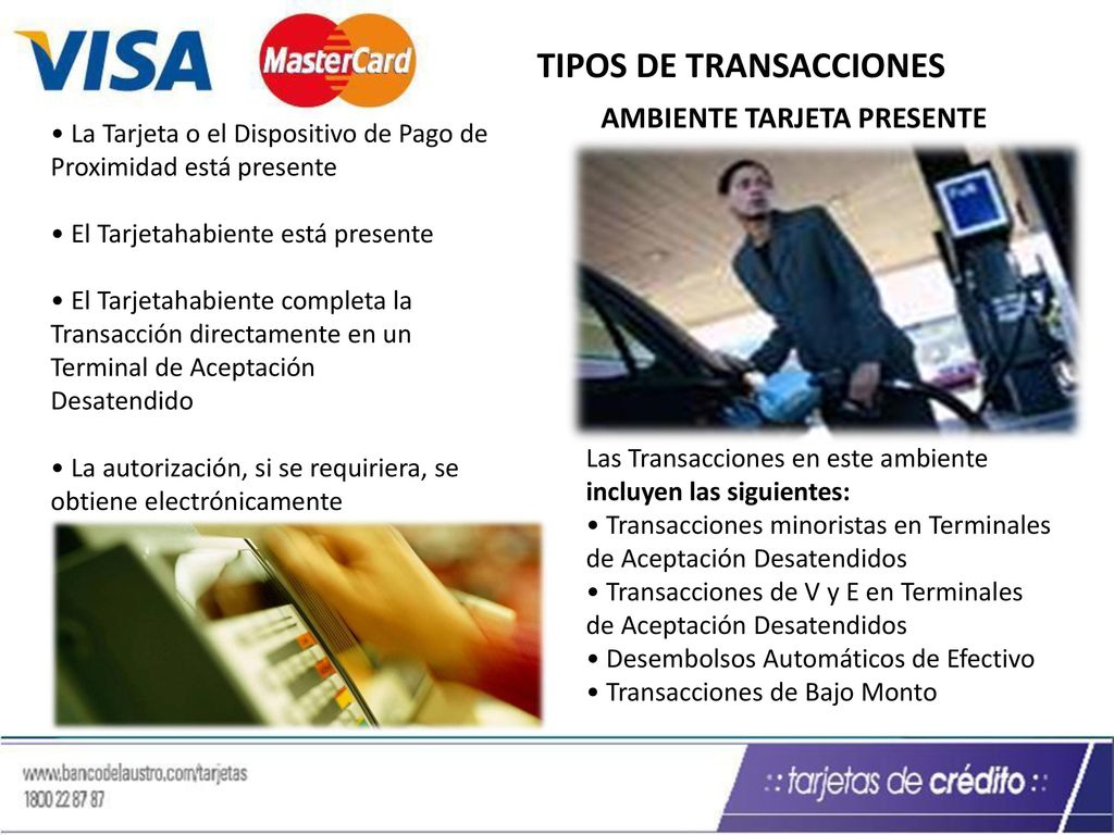 TIPOS DE TRANSACCIONES AMBIENTE TARJETA PRESENTE