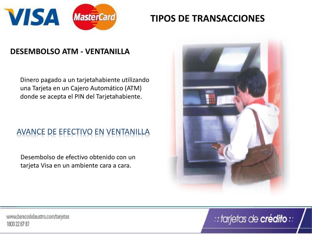 TIPOS DE TRANSACCIONES DESEMBOLSO ATM - VENTANILLA