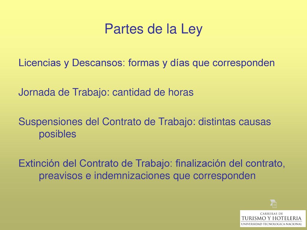Partes de la Ley Licencias y Descansos: formas y días que corresponden
