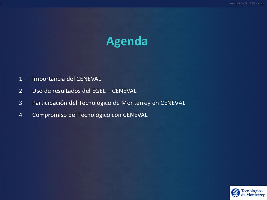 Agenda Importancia del CENEVAL Uso de resultados del EGEL – CENEVAL