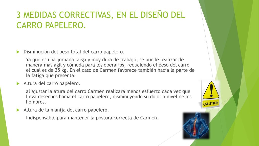 3 MEDIDAS CORRECTIVAS, EN EL DISEÑO DEL CARRO PAPELERO.