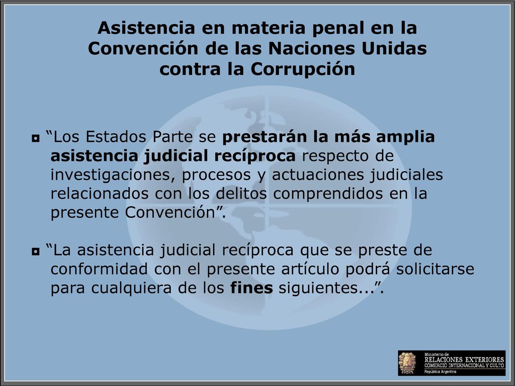 Asistencia en materia penal en la Convención de las Naciones Unidas contra la Corrupción