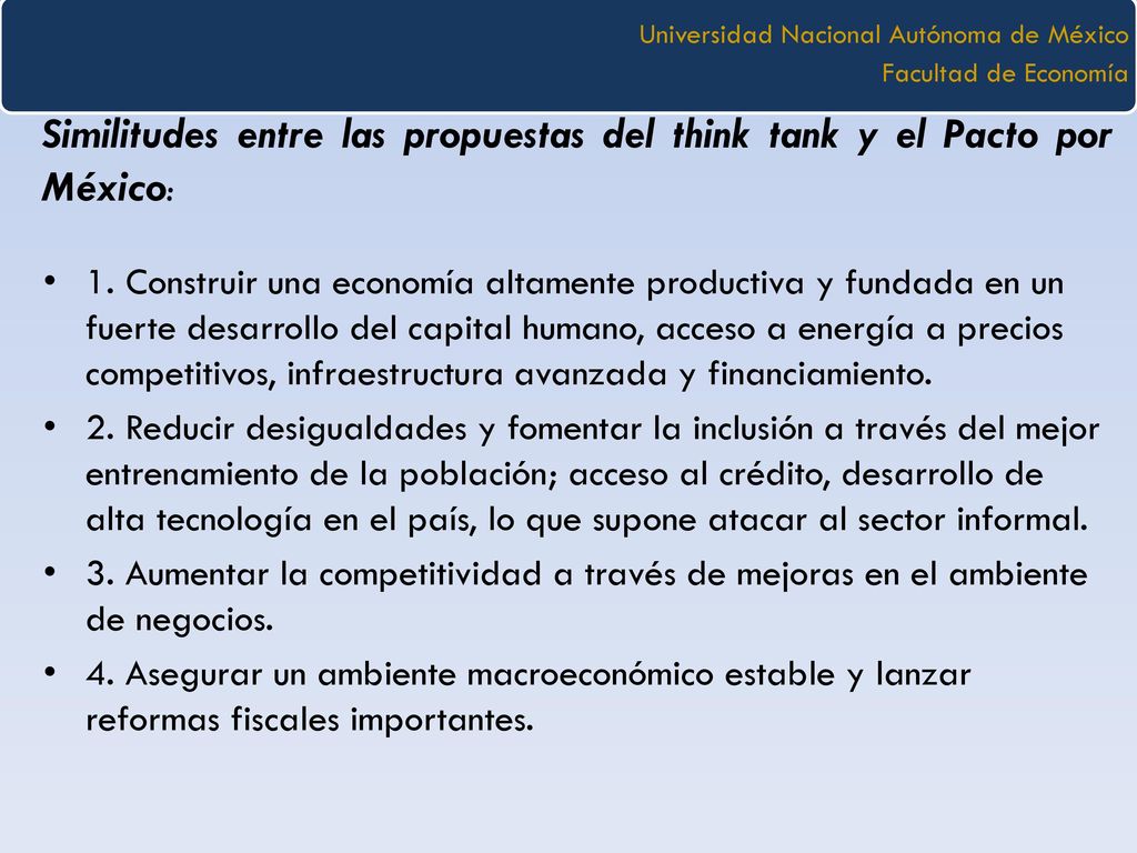 Similitudes entre las propuestas del think tank y el Pacto por México: