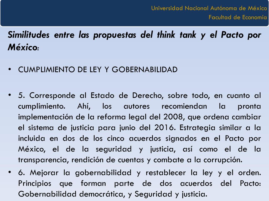 Similitudes entre las propuestas del think tank y el Pacto por México: