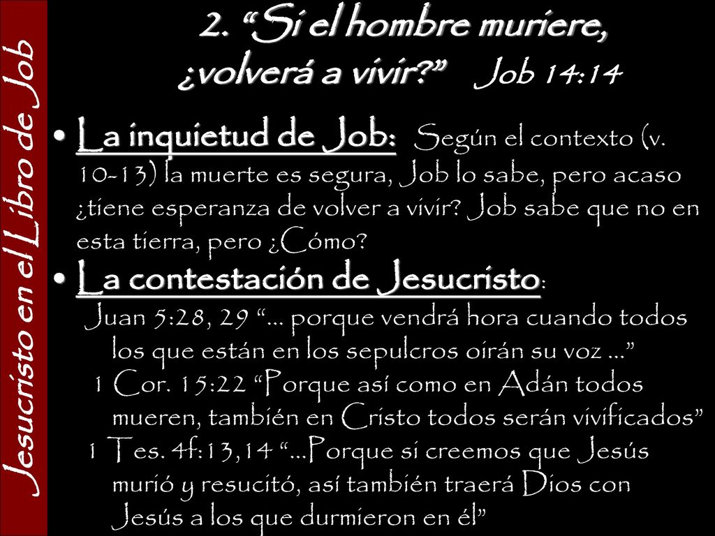 2. Si el hombre muriere, ¿volverá a vivir Job 14:14