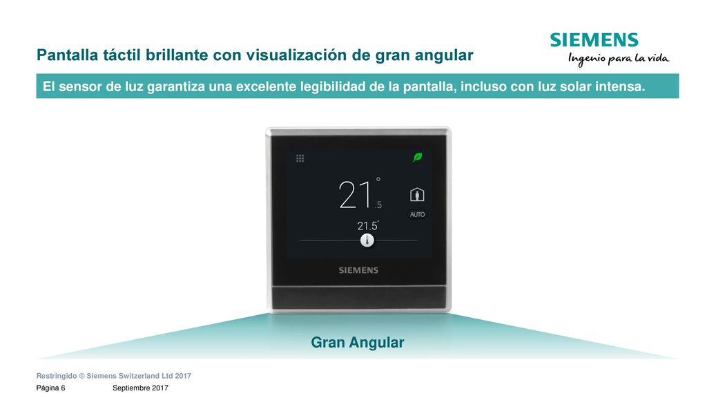 Pantalla táctil brillante con visualización de gran angular