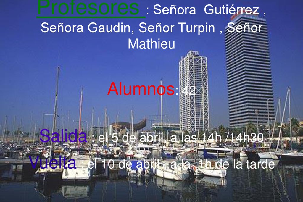 Profesores : Señora Gutiérrez , Señora Gaudin, Señor Turpin , Señor Mathieu