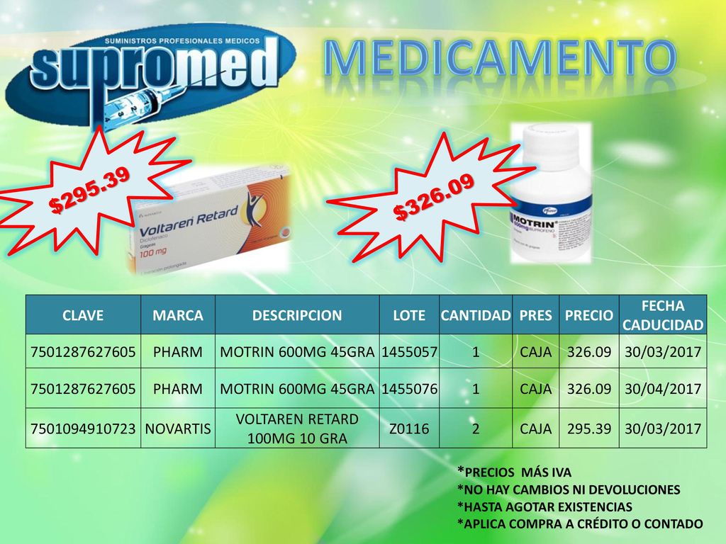MEDICAMENTO $ $ *PRECIOS MÁS IVA CLAVE MARCA DESCRIPCION
