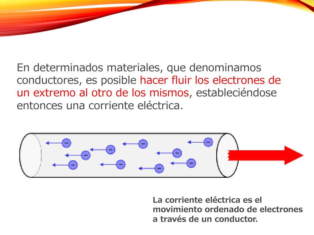 En determinados materiales, que denominamos conductores, es posible hacer fluir los electrones de un extremo al otro de los mismos, estableciéndose entonces una corriente eléctrica.