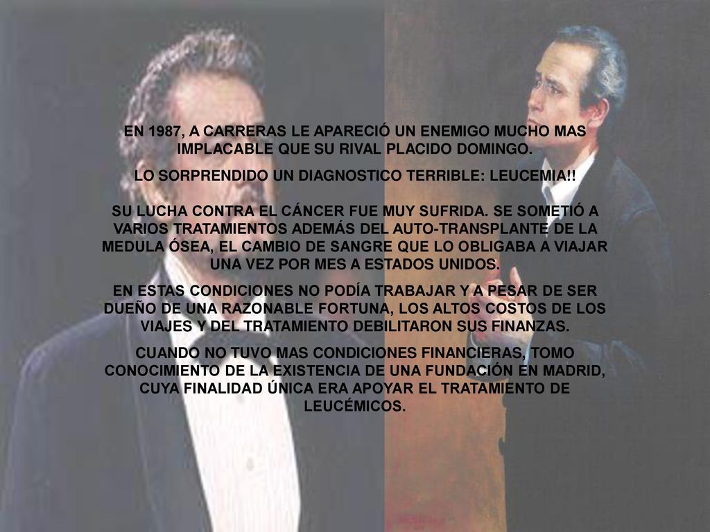 EN 1987, A CARRERAS LE APARECIÓ UN ENEMIGO MUCHO MAS IMPLACABLE QUE SU RIVAL PLACIDO DOMINGO.